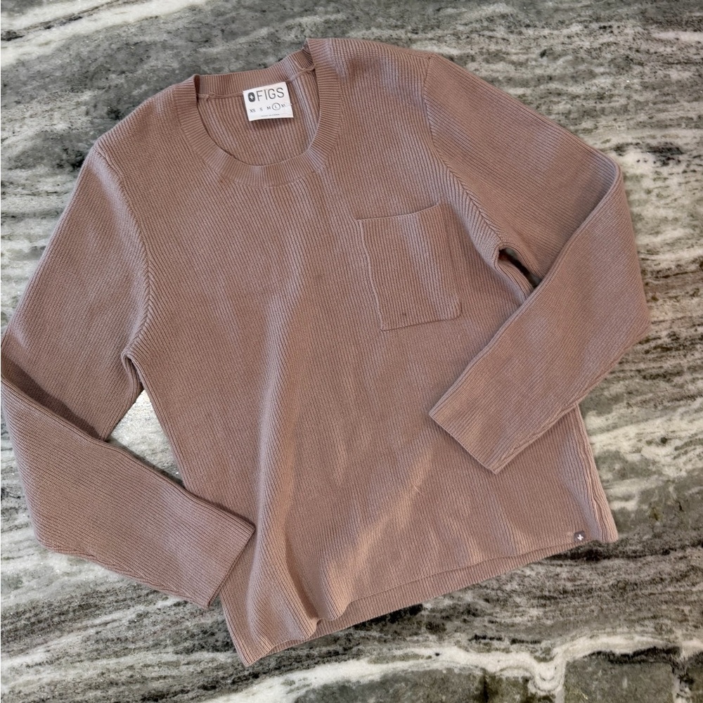 Figs Ribbed Knit Pocket Crewneck Sweater
Size Large
